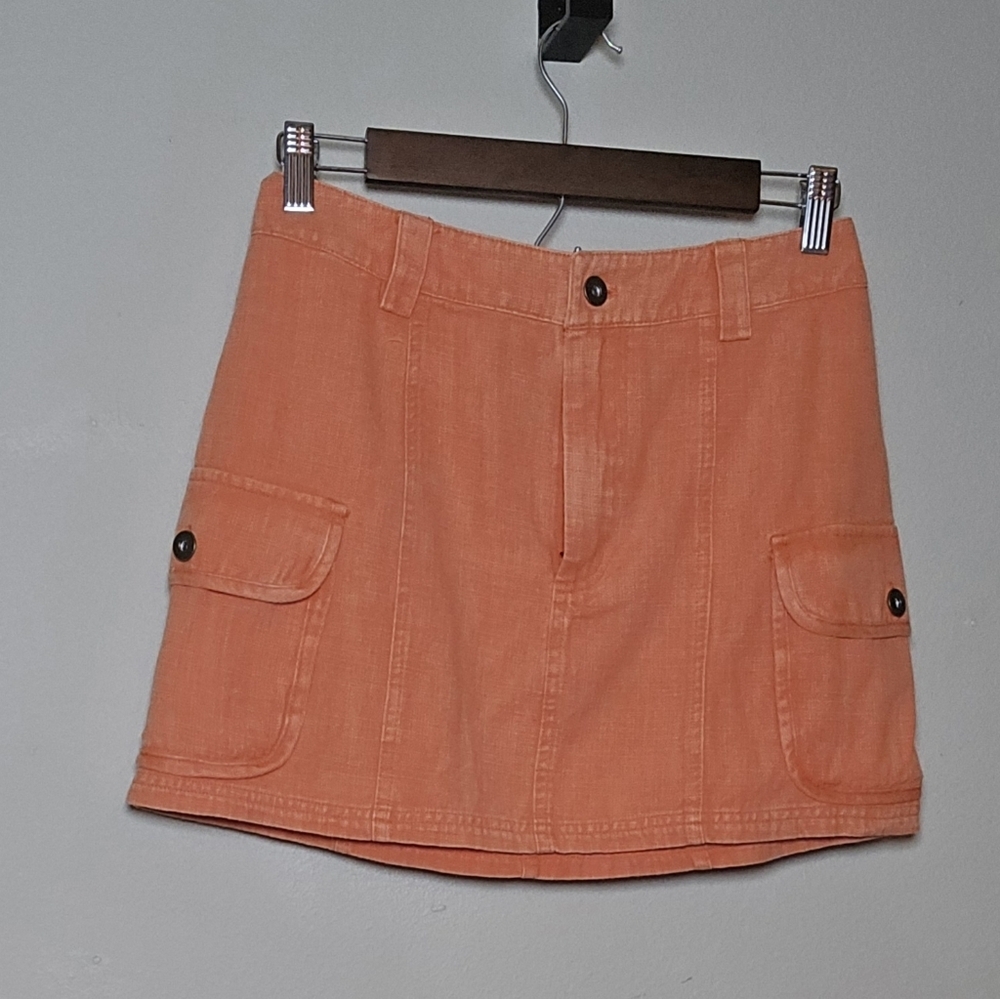 Very J Size M Orange Mini Skirt with Pockets Chic